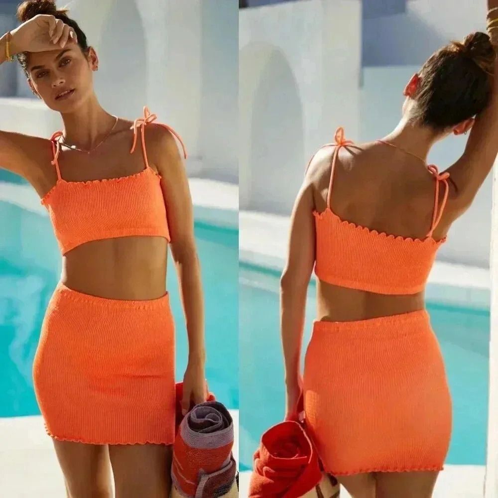 Anthropologie Peixoto Mae Mini Skirt in Tangerine Glow Size Large NWOT $81